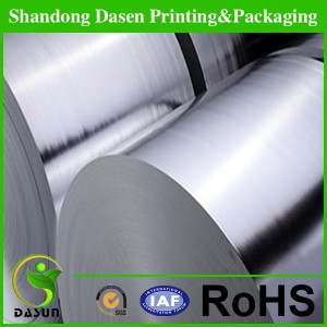 2016 Nuevo metalizado estampado 65gsm papel de aluminio papel metalizado de aluminio cartón